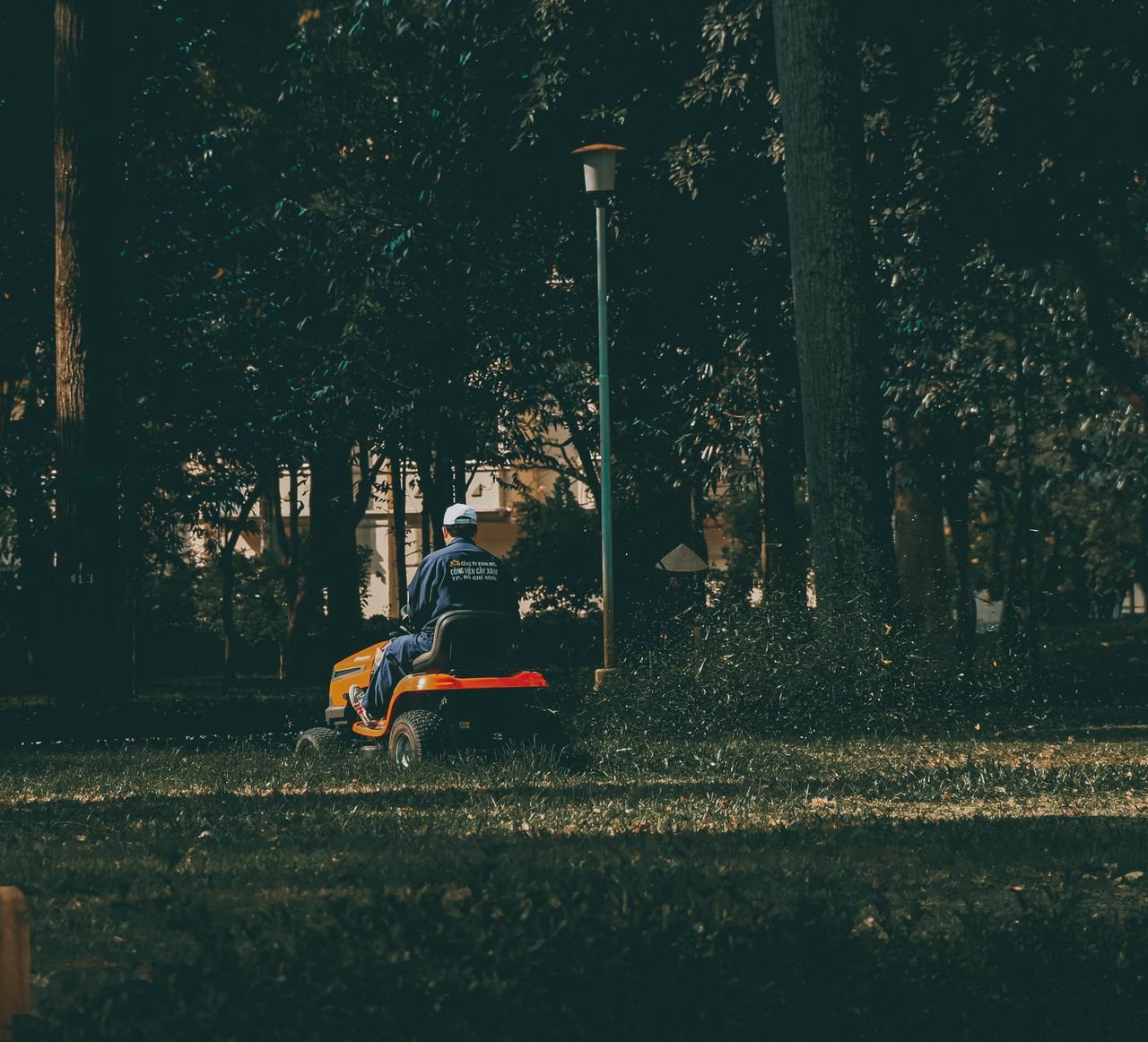 Mowing service on a riding mower